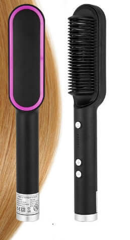 "2-in-1 Hair Straightener and Hot Comb - Negative Ion Curling Tong and Dual-Purpose Electric Hair Brush"