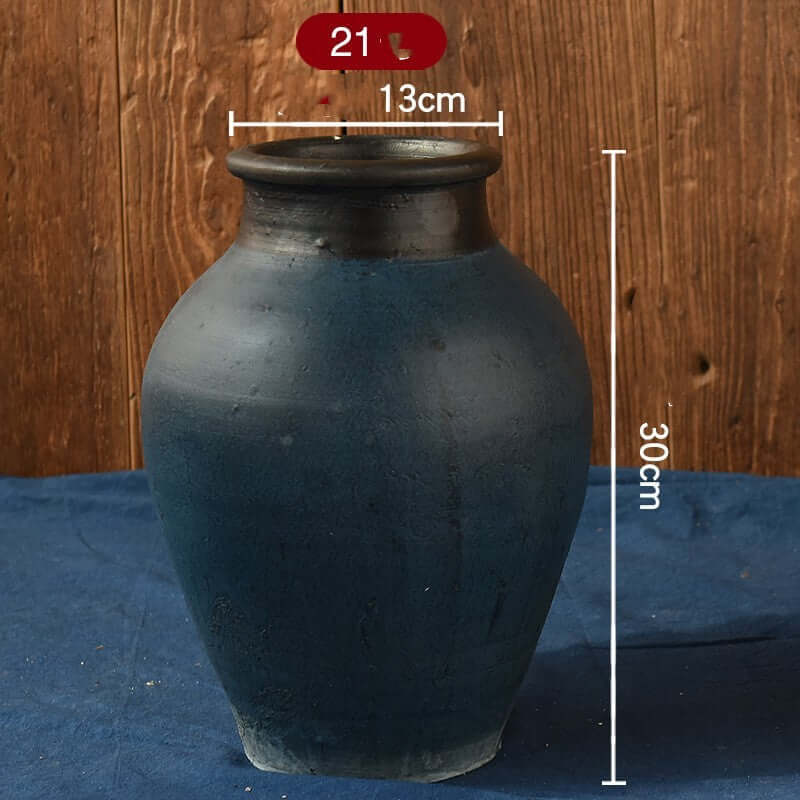 "Vintage Earthenware Vase - Florist Tile Jar for Dried Flower Arrangements, Unique Pot for Home Décor"