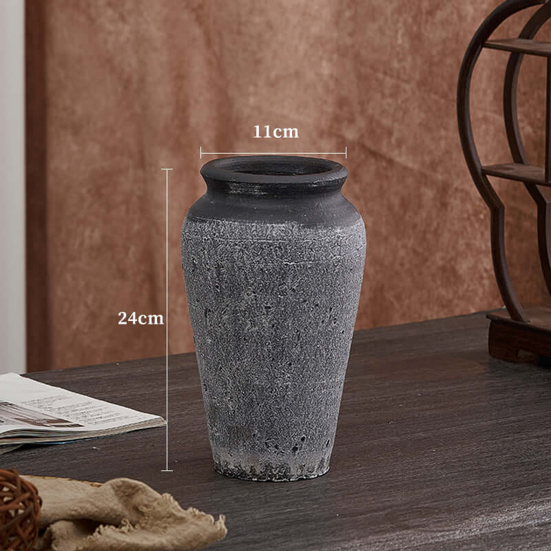 "Vintage Earthenware Vase - Florist Tile Jar for Dried Flower Arrangements, Unique Pot for Home Décor"