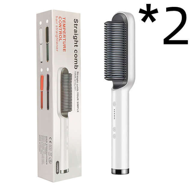 "2-in-1 Hair Straightener and Hot Comb - Negative Ion Curling Tong and Dual-Purpose Electric Hair Brush"