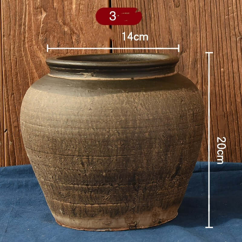 "Vintage Earthenware Vase - Florist Tile Jar for Dried Flower Arrangements, Unique Pot for Home Décor"