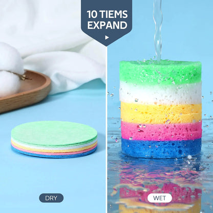 50-Colored Natural Compressed Facial Sponges, for Facial Cleansing, Reusable & Eco-Friendly, 50 PCS 50 Count (Pack of 1) Multicolor