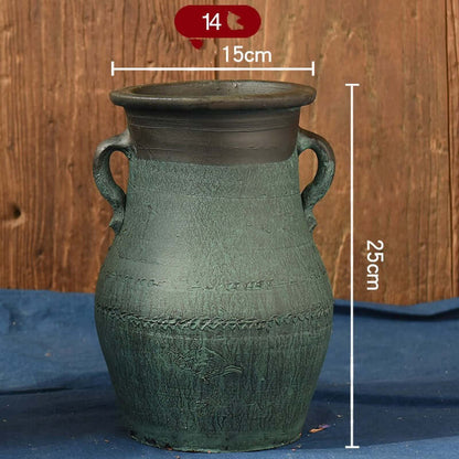 "Vintage Earthenware Vase - Florist Tile Jar for Dried Flower Arrangements, Unique Pot for Home Décor"