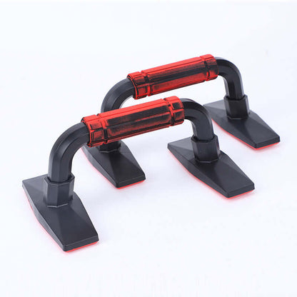 H-type push-up support chest exercise equipment with red and black handles for home fitness and health massage.