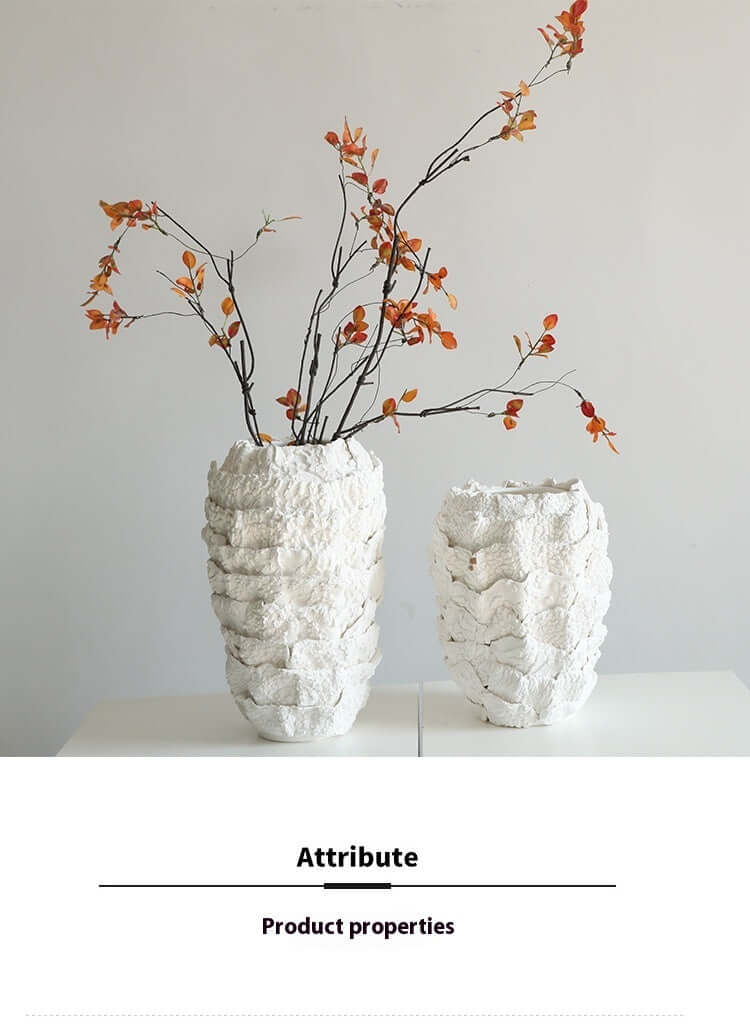 Creative white ceramic vase for modern dining table decoration, ideal for dried flowers and floral arrangements”
