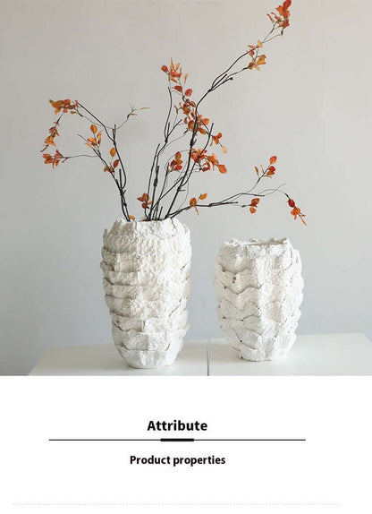 Creative white ceramic vase for modern dining table decoration, ideal for dried flowers and floral arrangements”
