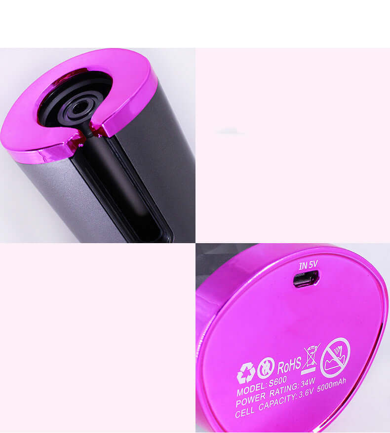"Rechargeable Automatic Hair Curler - Portable Ceramic Curling Iron with LCD Display and Rotating Function for Waves and Curls"