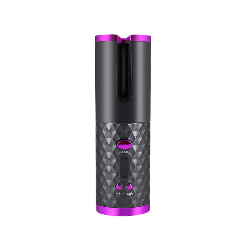 "Rechargeable Automatic Hair Curler - Portable Ceramic Curling Iron with LCD Display and Rotating Function for Waves and Curls"