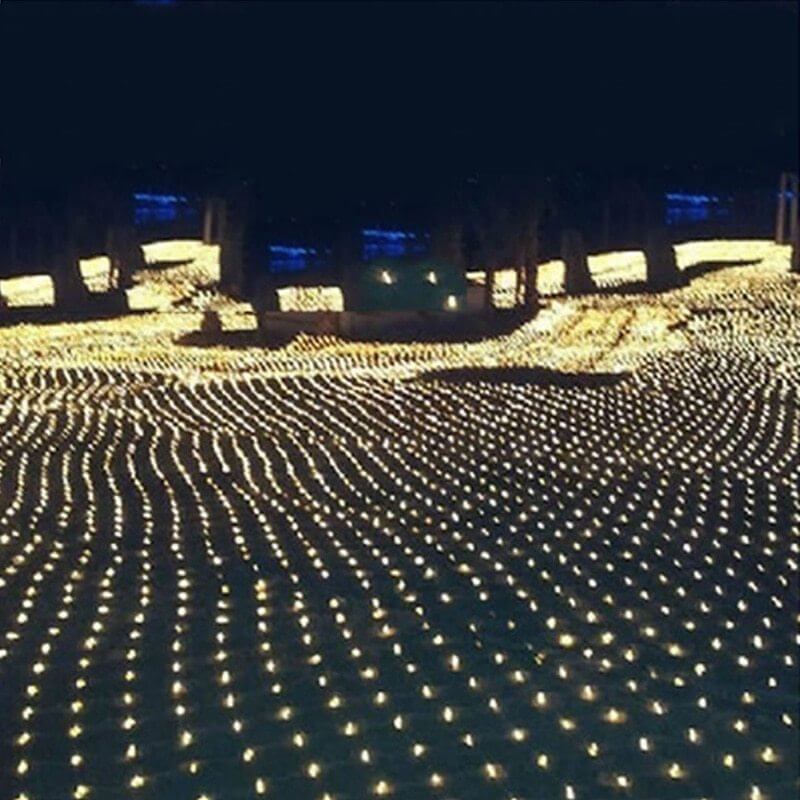 "Christmas LED String Lights – Waterproof Fishnet Lights with Starry Design for Outdoor Holiday and Wedding Decorations"