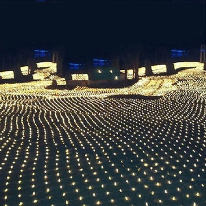 "Christmas LED String Lights – Waterproof Fishnet Lights with Starry Design for Outdoor Holiday and Wedding Decorations"