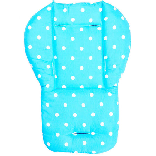 Blue baby car mat with white polka dots, double-sided cotton pad for children's car seats, 68x57cm.