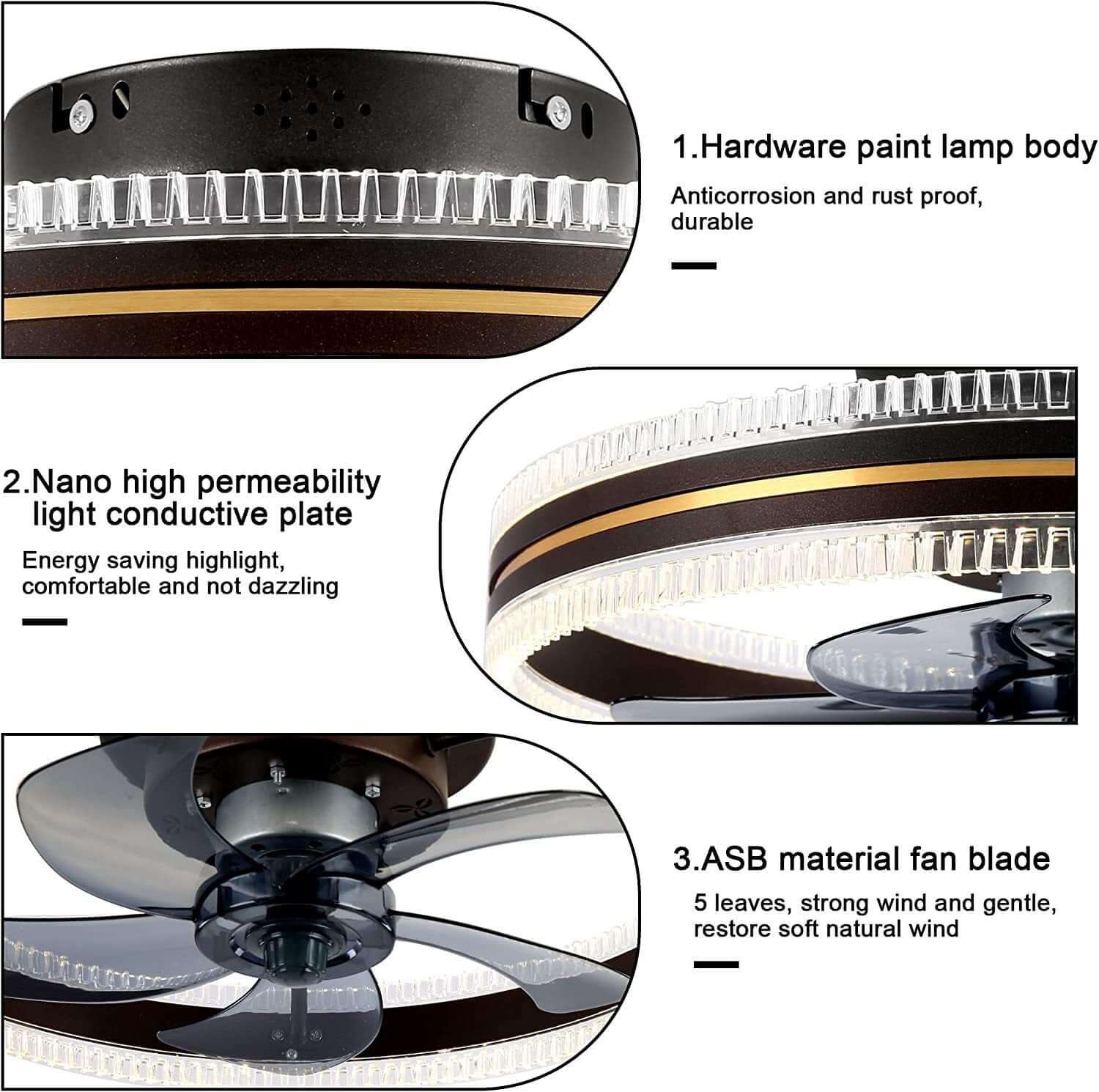 Ceiling Fan with Integrated Invisible Light - Home Ceiling Fan and Light Fixture Combination"