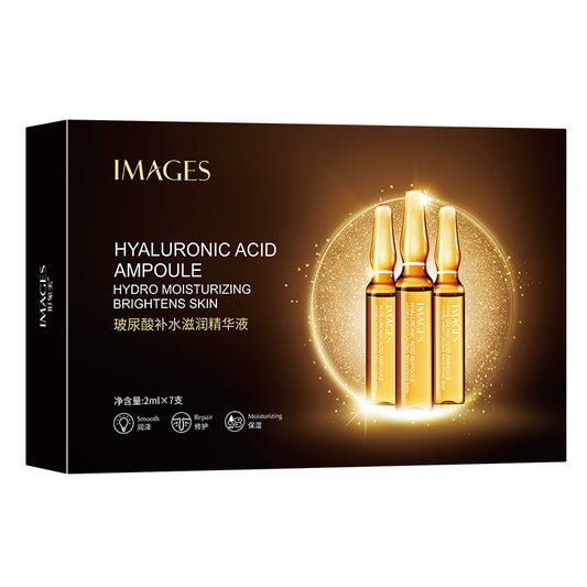 Hyaluronic Acid Ampoule Box, Hydro Moisturizing Serum for Brightening Skin, 7 Ampoules of 2ml Each.
