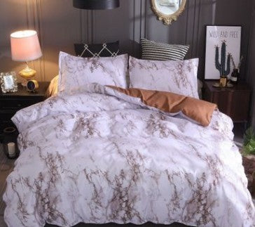 Four-Piece Marble Pillowcase Bedding Set - Elegant Home Textile for a Chic Bedroom Look