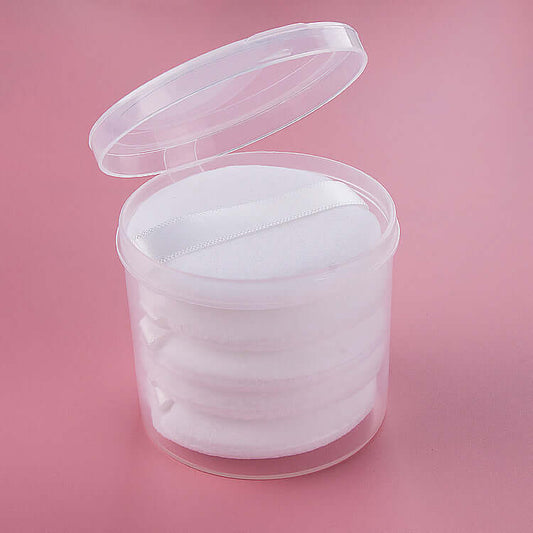 "Five-Piece Round Hand Hook Ribbon Make-Up Puff Set – Versatile and Convenient Puffs for Smooth and Even Makeup Application"
