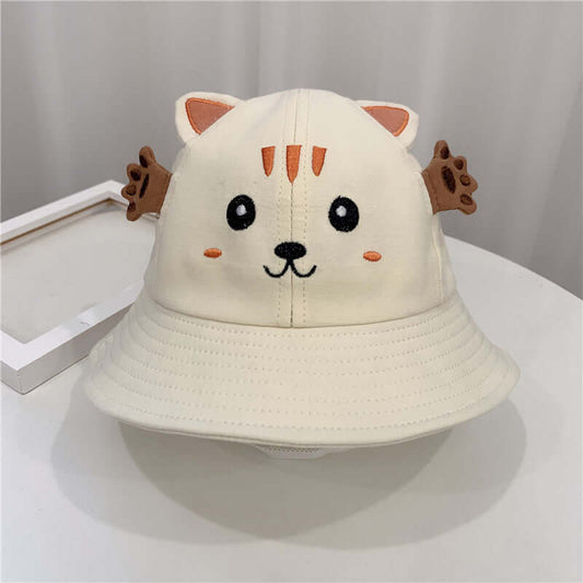 "Adorable Kitten and Frog Sun Hat for Babies - Cute and Protective Small Pot Hat"