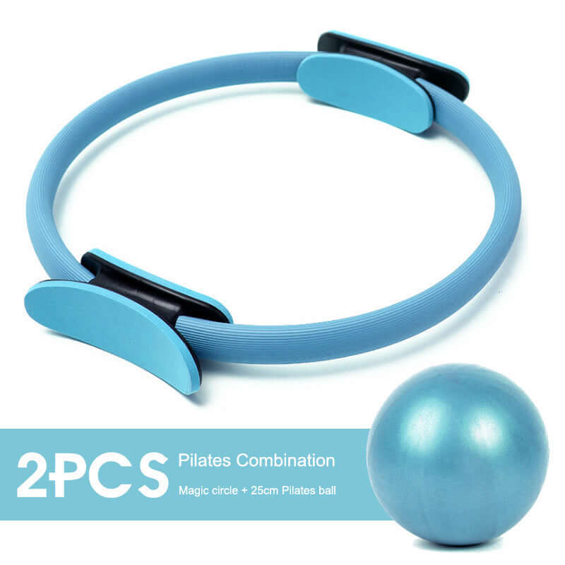 "5PCS yoga ball, magic ring, and Pilates circle set for exercise equipment; includes resistance support tools and stretch bands for comprehensive workout and fitness training."