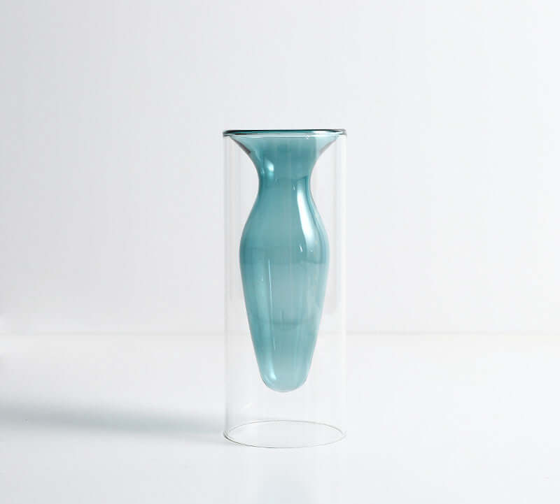 Nordic Ins Style Colourful Glass Vase - Transparent Home Decoration Accessory for Living Room and Dining Table, Ideal for Dried Flowers and Hydroponic Arrangements