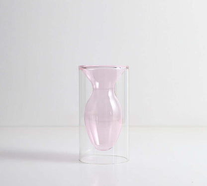 Nordic Ins Style Colourful Glass Vase - Transparent Home Decoration Accessory for Living Room and Dining Table, Ideal for Dried Flowers and Hydroponic Arrangements