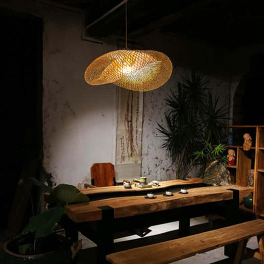 Bamboo Chandelier - Chinese Zen Style Lamp for Tea Room, Elegant Lighting with Natural Aesthetic