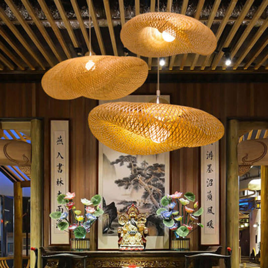 Bamboo Chandelier - Chinese Zen Style Lamp for Tea Room, Elegant Lighting with Natural Aesthetic