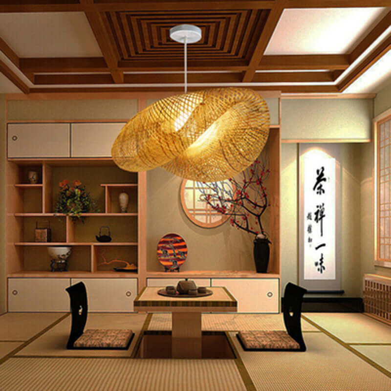 Bamboo Chandelier - Chinese Zen Style Lamp for Tea Room, Elegant Lighting with Natural Aesthetic