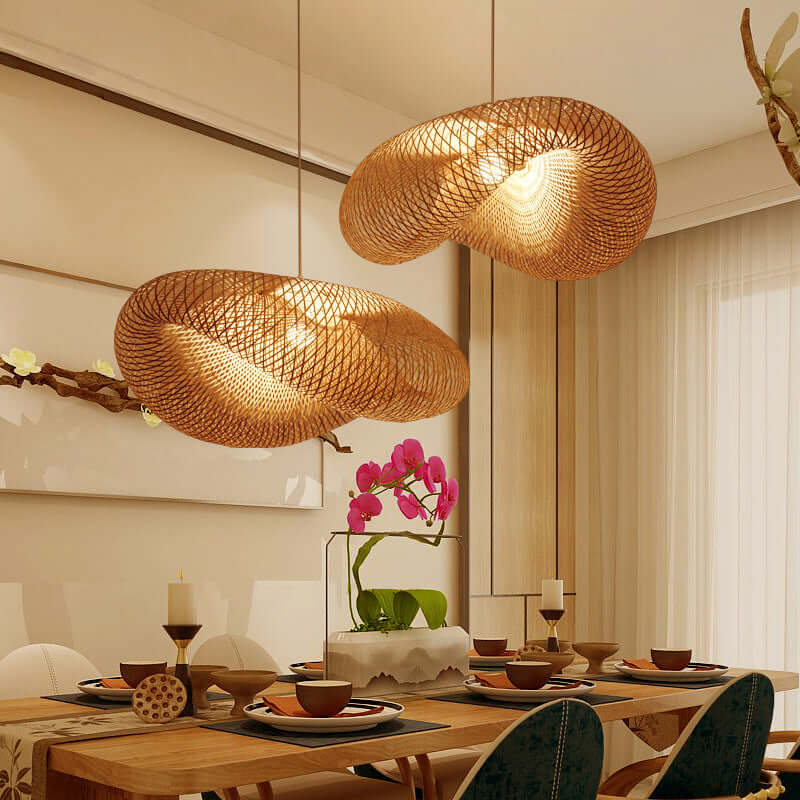 Bamboo Chandelier - Chinese Zen Style Lamp for Tea Room, Elegant Lighting with Natural Aesthetic