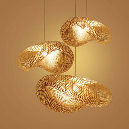 Bamboo Chandelier - Chinese Zen Style Lamp for Tea Room, Elegant Lighting with Natural Aesthetic