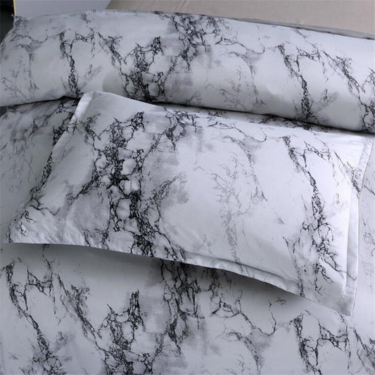 Four-Piece Marble Pillowcase Bedding Set - Elegant Home Textile for a Chic Bedroom Look