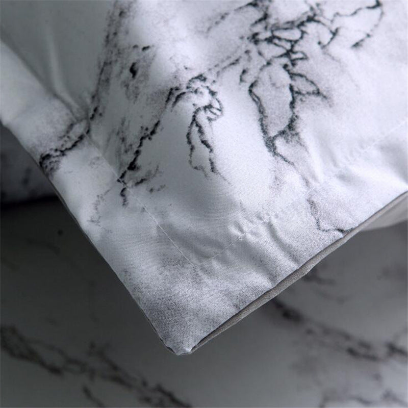 Four-Piece Marble Pillowcase Bedding Set - Elegant Home Textile for a Chic Bedroom Look