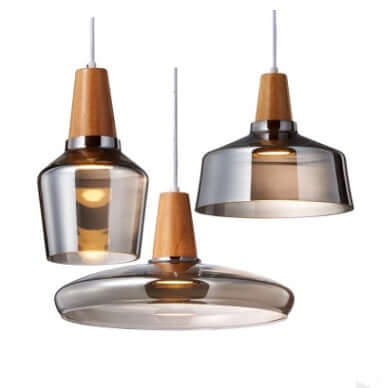 Modern LED Glass Pendant Light Fixture with Wood – Vintage Rustic Hanging Lamp for Cafe, Bar, Restaurant, and Home Decor