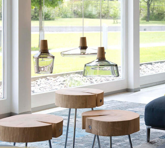Modern LED Glass Pendant Light Fixture with Wood – Vintage Rustic Hanging Lamp for Cafe, Bar, Restaurant, and Home Decor