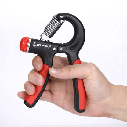 Hand holding Men's Grip Professional Fitness Equipment with adjustable tension from 10kg to 40kg for hand, wrist, and forearm exercise.