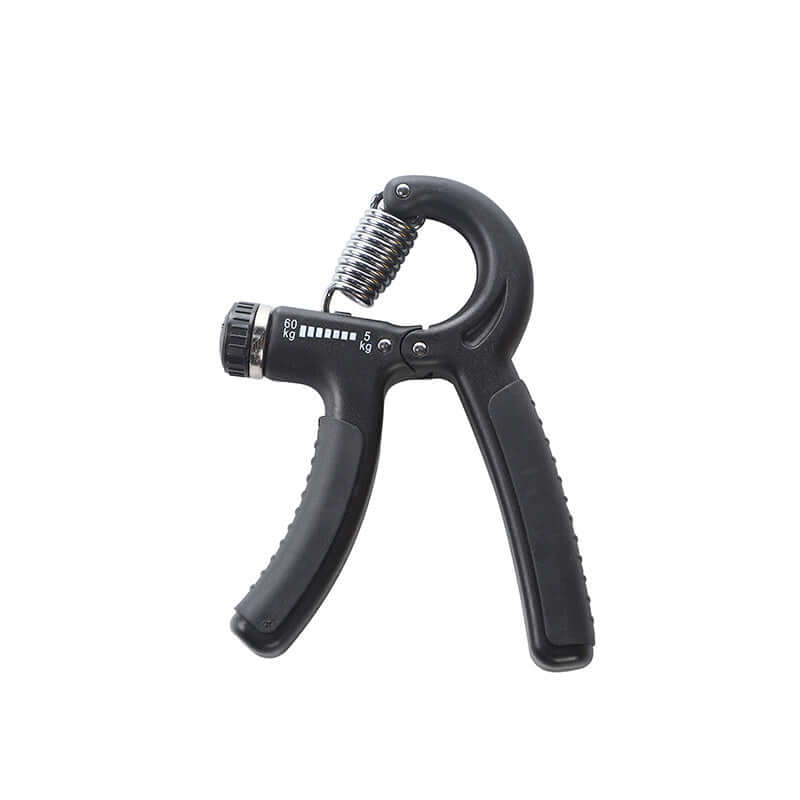 Adjustable grip strengthener for home exercise, 10kg-40kg range, black, ideal for hand, wrist, and forearm workouts.
