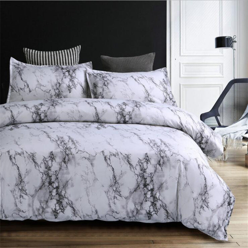 Four-Piece Marble Pillowcase Bedding Set - Elegant Home Textile for a Chic Bedroom Look