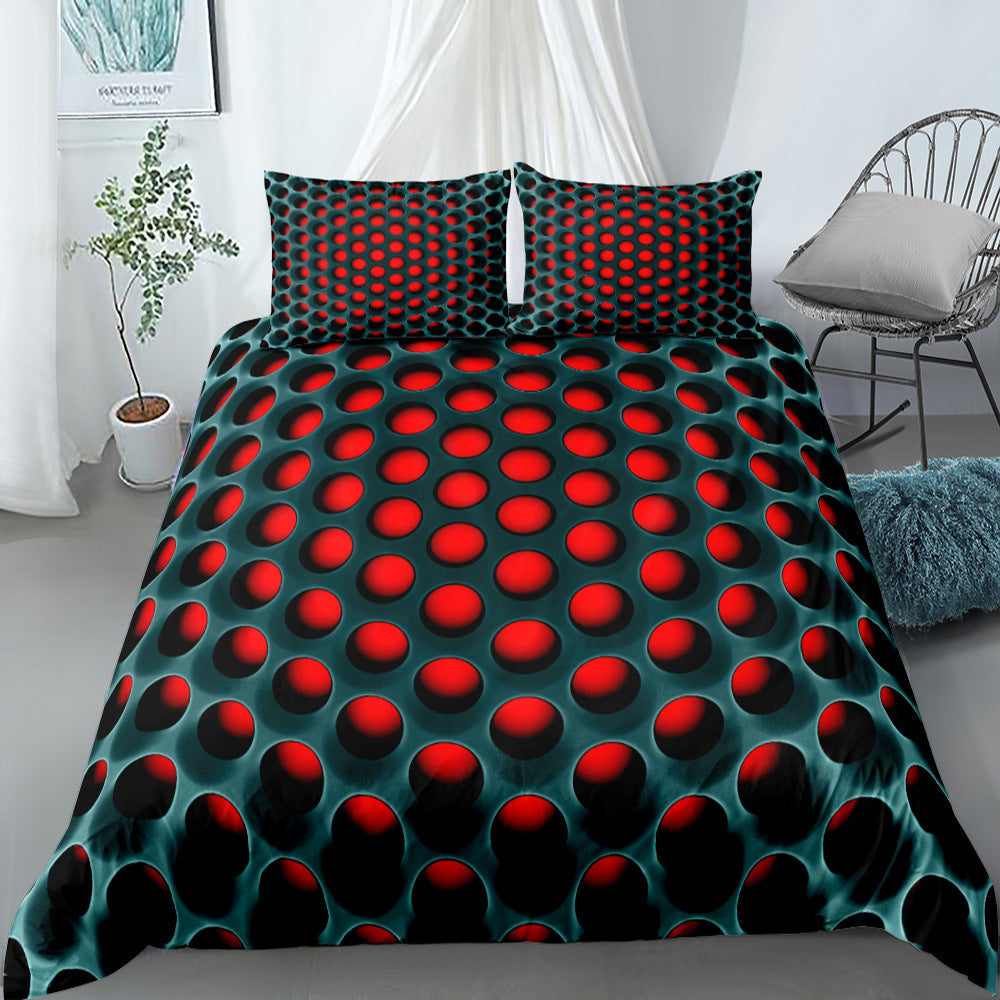 Three-Piece Honeycomb Duvet Cover Set - Stylish Home Textile for Cozy Bedrooms"