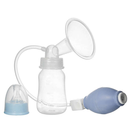 Pink and blue silicone breast pump for mother and baby products.