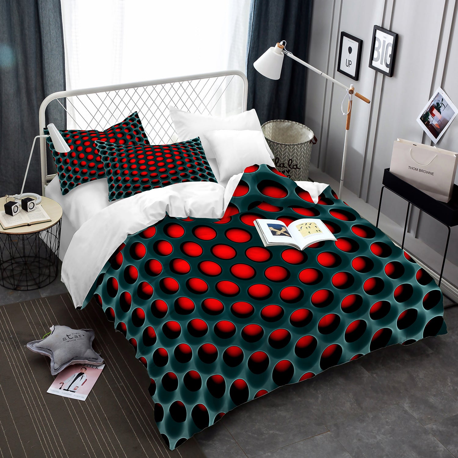Three-Piece Honeycomb Duvet Cover Set - Stylish Home Textile for Cozy Bedrooms"