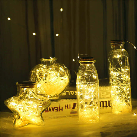 Glass Bottle with Gypsophila Lights – Elegant Floral Fairy Lights for a Charming and Romantic Ambiance"