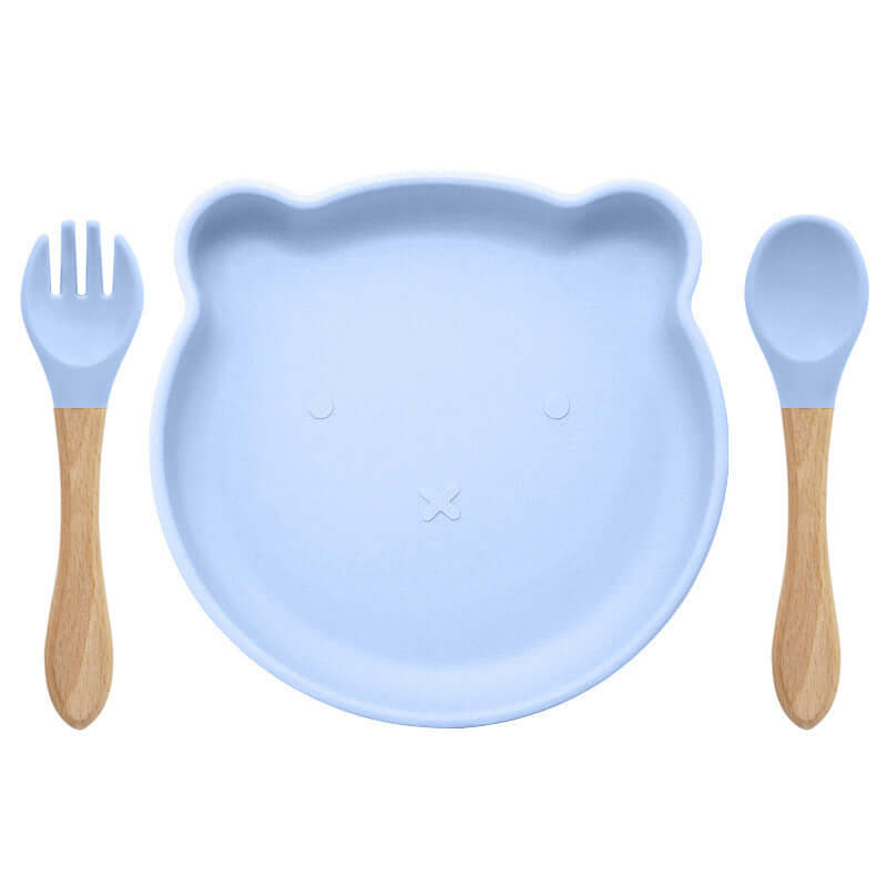 "Bear Silicone Tableware Set with Food Supplement Spork for Babies"