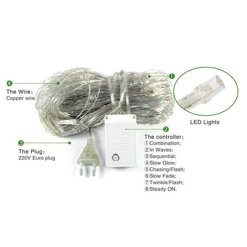 "Christmas LED String Lights – Waterproof Fishnet Lights with Starry Design for Outdoor Holiday and Wedding Decorations"