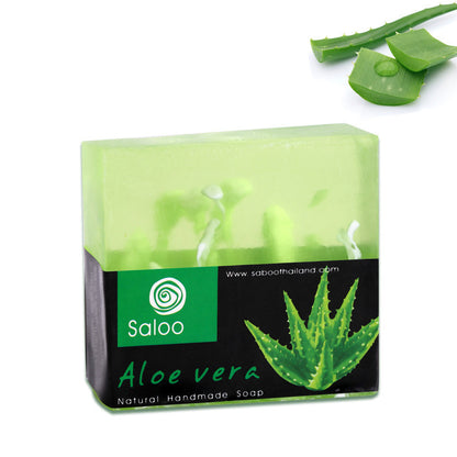 Aloe Handmade Soap with herbal fragrance, featuring aloe vera for whitening and moisturizing, suitable for all skin types.