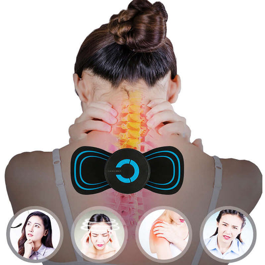 "Portable Mini Electric Neck and Back Massager - Cervical Massage Stimulator with USB Charging for Pain Relief and Relaxation"