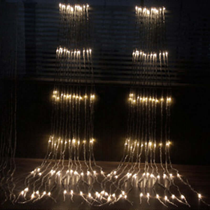 "Outdoor Background Setup with Net Lights and Water String Lights – Festive Illumination for Gardens and Patios"