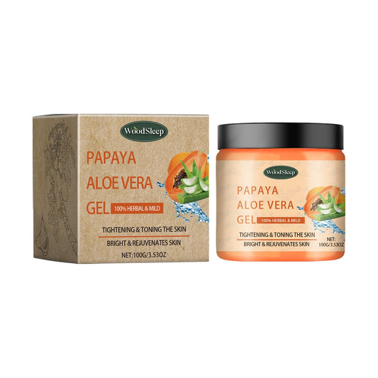 Papaya Aloe Vera Gel jar and box, 100g, herbal skin care, tightening and toning, for bright and rejuvenated skin.