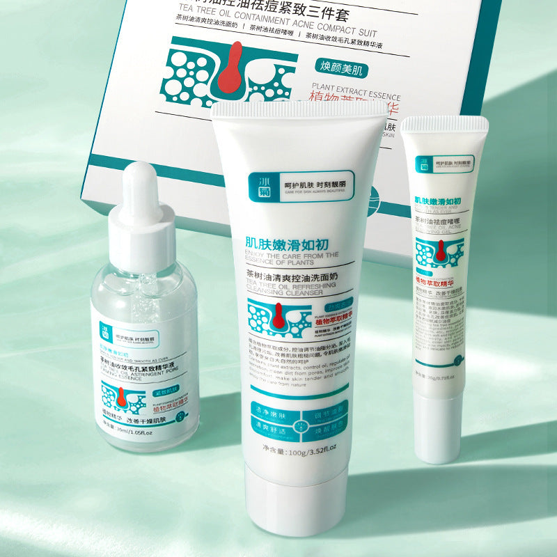 Ice Chrysanthemum Tea Tree Acne Removing Three Piece Set For Oil Control And Shrinkage Control