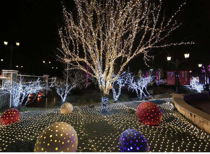 "Christmas LED String Lights – Waterproof Fishnet Lights with Starry Design for Outdoor Holiday and Wedding Decorations"