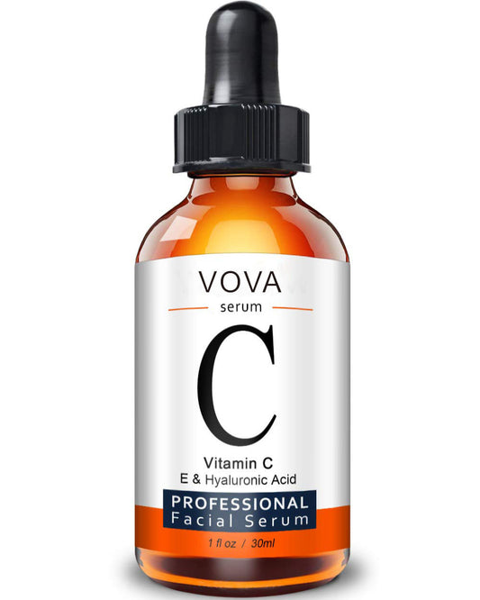 Vitamin C Serum with Hyaluronic Acid in amber bottle for moisturizing and oil control, 30ml.