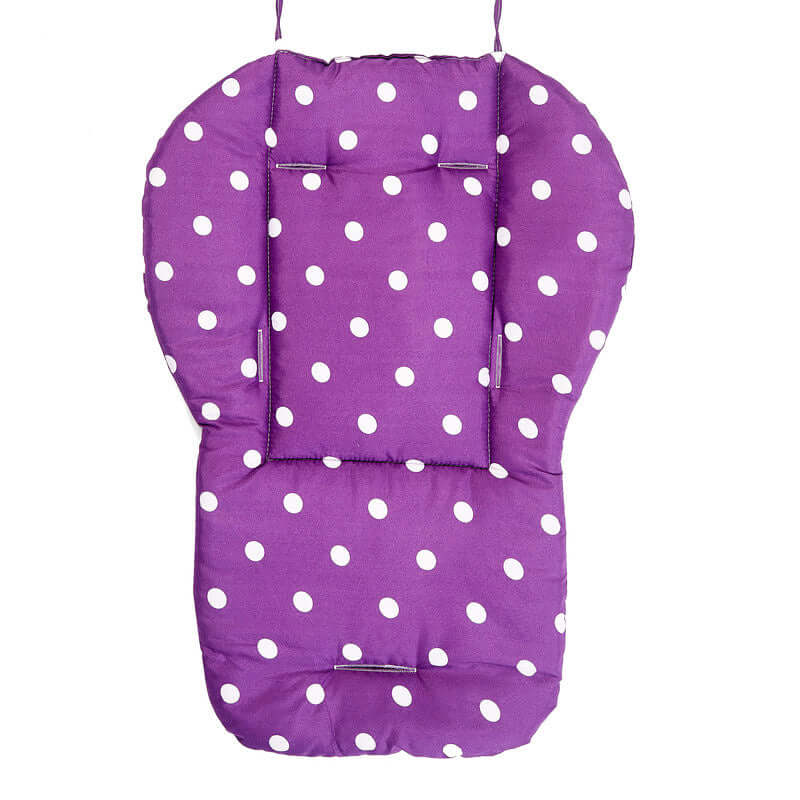 Purple polka dot double-sided baby car mat, cotton pad, 68x57cm, ideal for children's car seats.