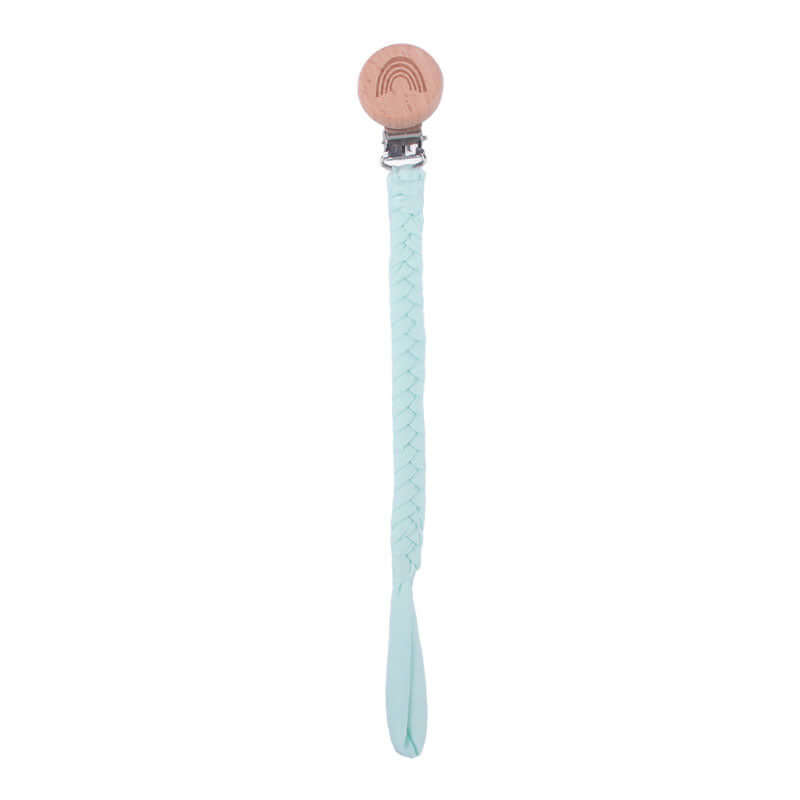 "Rainbow Beech Wood Pacifier Clip - Safe and Stylish Baby Product"